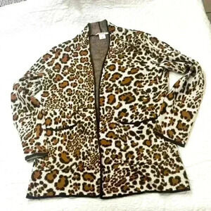 Allison Daley‎ Animal Print Cardigan Sweater - PS